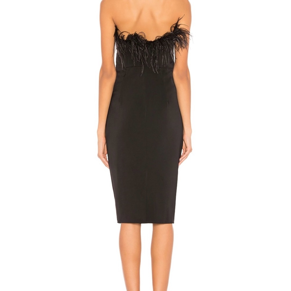 LPA Black Strapless Dress with Feather Detail - Picture 3 of 5